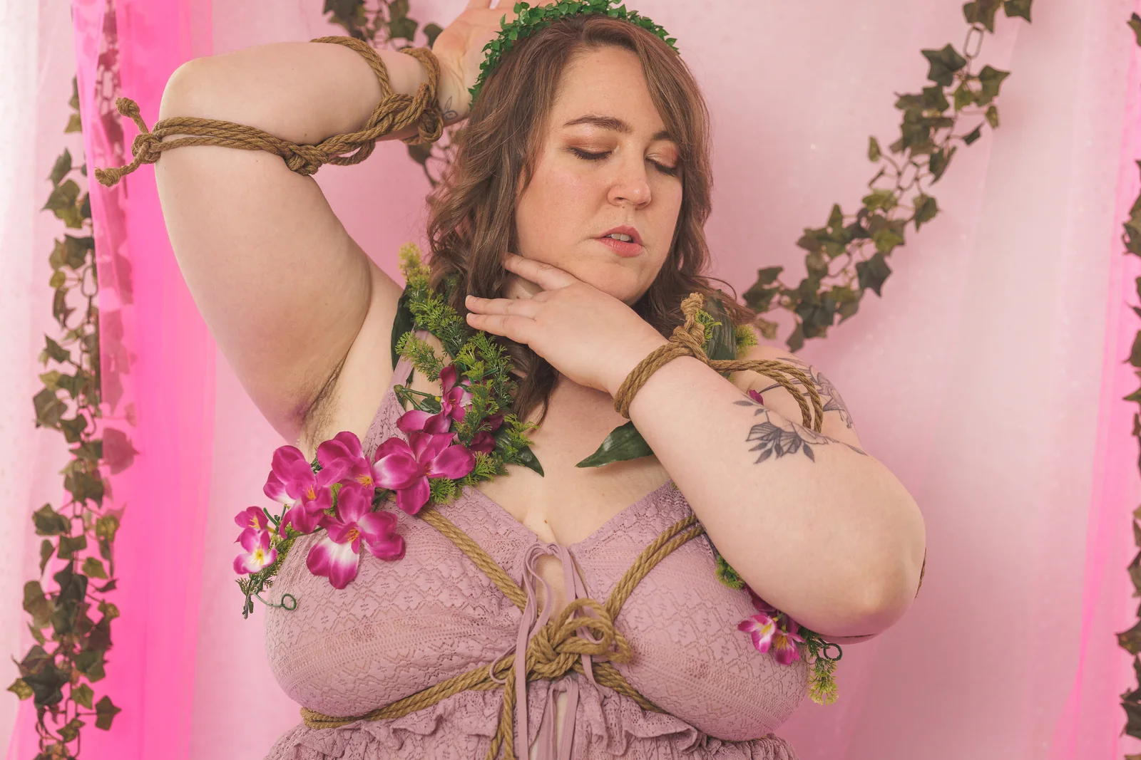 Melissa Dutch — skinny shoot, floral and rope portrait.